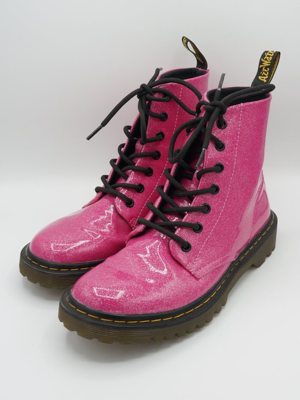 Dr. Martens Luana Pink Glitter Patent Combat Boots Women's Size 8